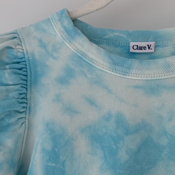 CLARE V. Puff Sleeve Sweatshirt - Light Blue Tie Dye - Picture 12 of 13